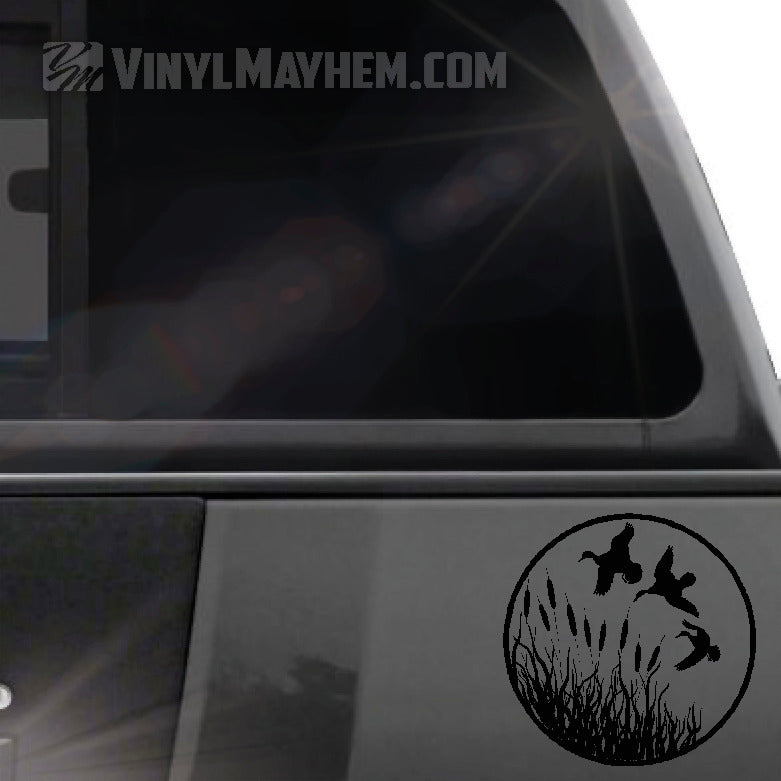 Ducks flying wildlife scene vinyl sticker