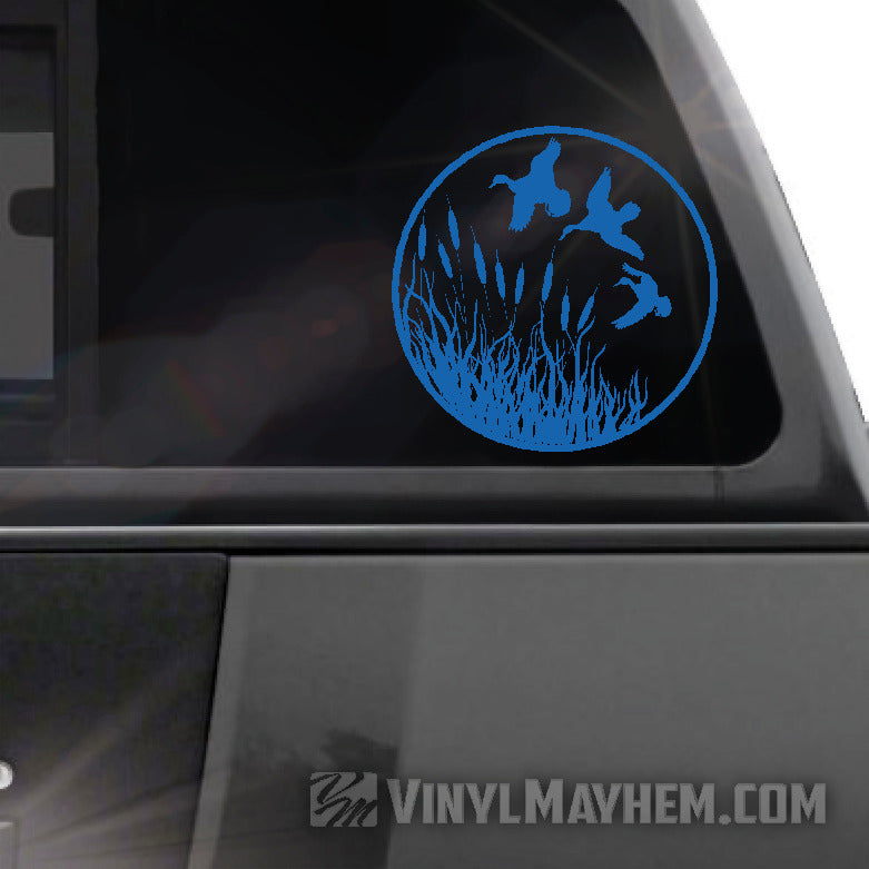 Ducks flying wildlife scene vinyl sticker
