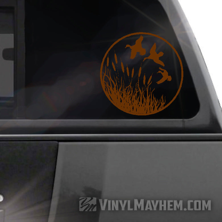Ducks flying wildlife scene vinyl sticker