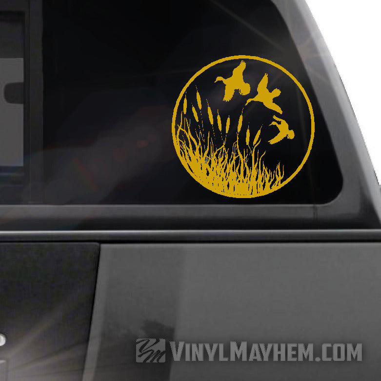 Ducks flying wildlife scene vinyl sticker