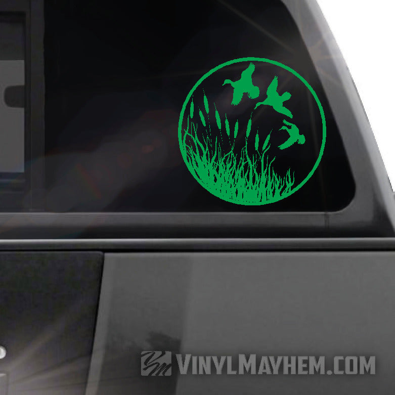 Ducks flying wildlife scene vinyl sticker