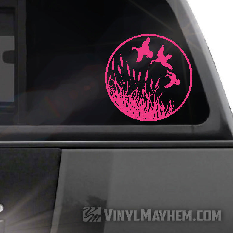 Ducks flying wildlife scene vinyl sticker