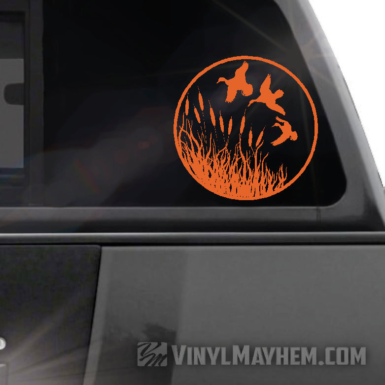 Ducks flying wildlife scene vinyl sticker
