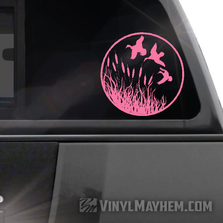 Ducks flying wildlife scene vinyl sticker