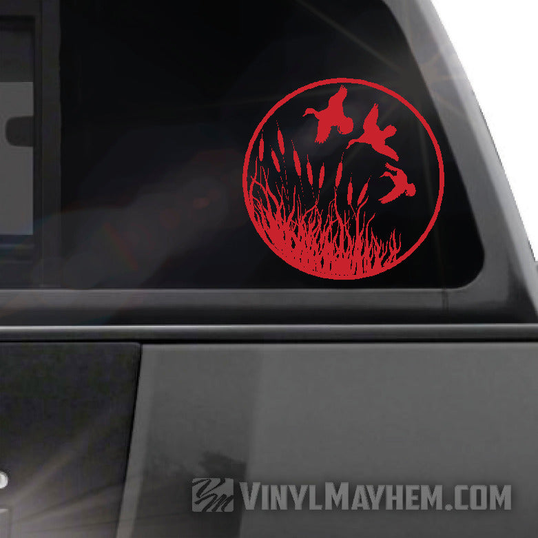 Ducks flying wildlife scene vinyl sticker