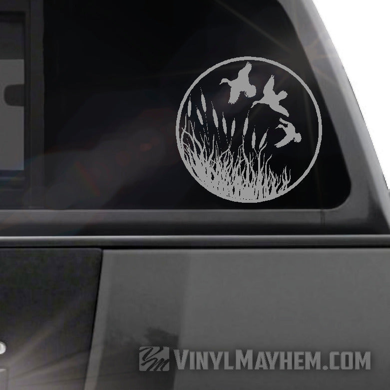 Ducks flying wildlife scene vinyl sticker