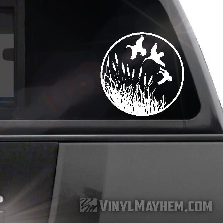Ducks flying wildlife scene vinyl sticker