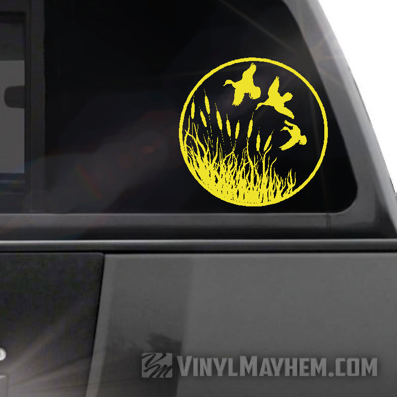 Ducks flying wildlife scene vinyl sticker