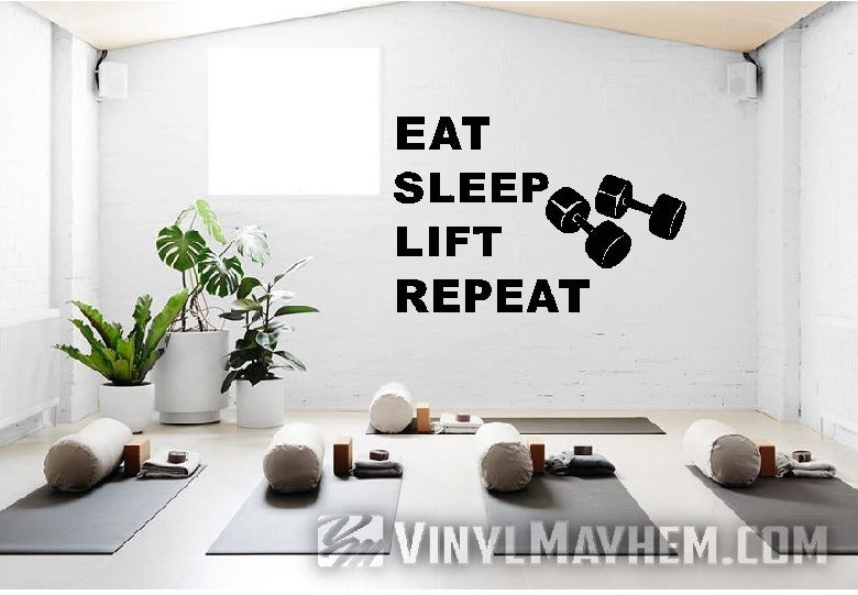 Eat Sleep Lift Repeat gym weights vinyl sticker