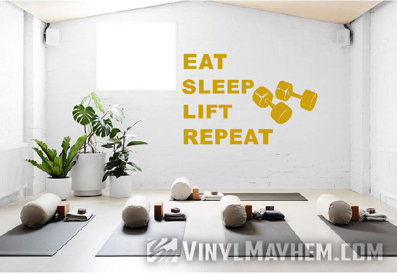 Eat Sleep Lift Repeat gym weights vinyl sticker