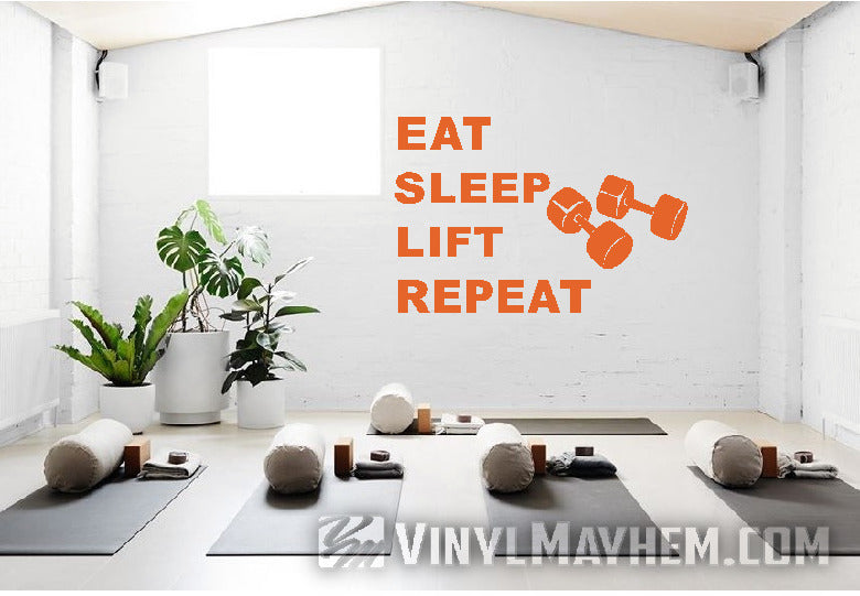 Eat Sleep Lift Repeat gym weights vinyl sticker