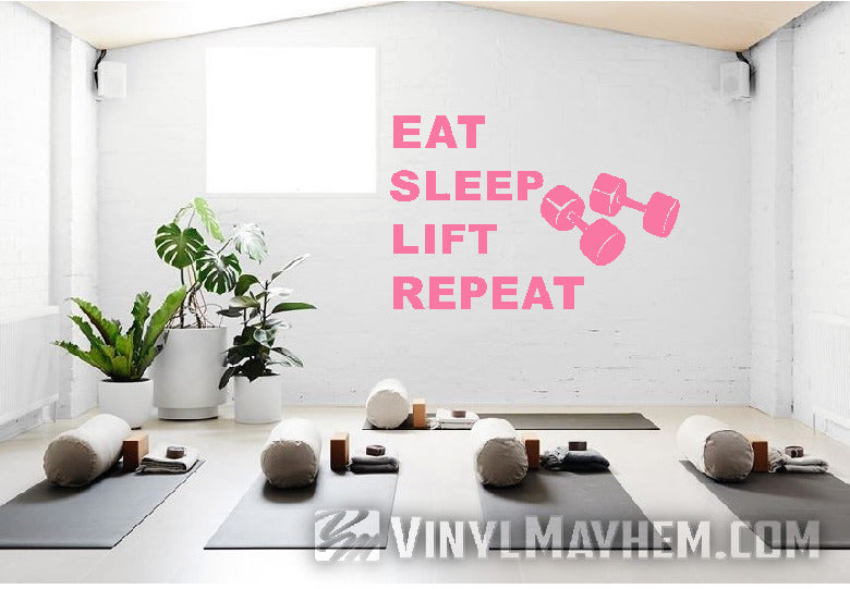 Eat Sleep Lift Repeat gym weights vinyl sticker