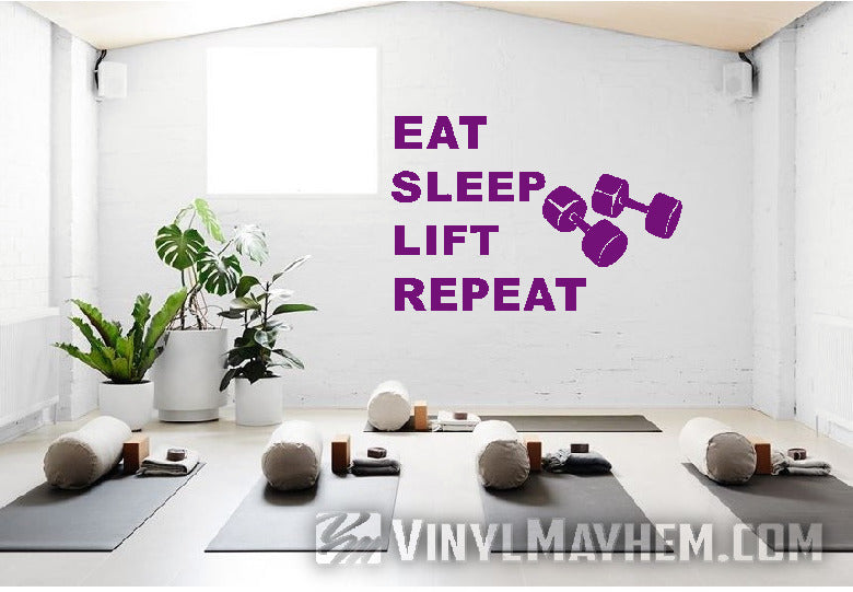 Eat Sleep Lift Repeat gym weights vinyl sticker