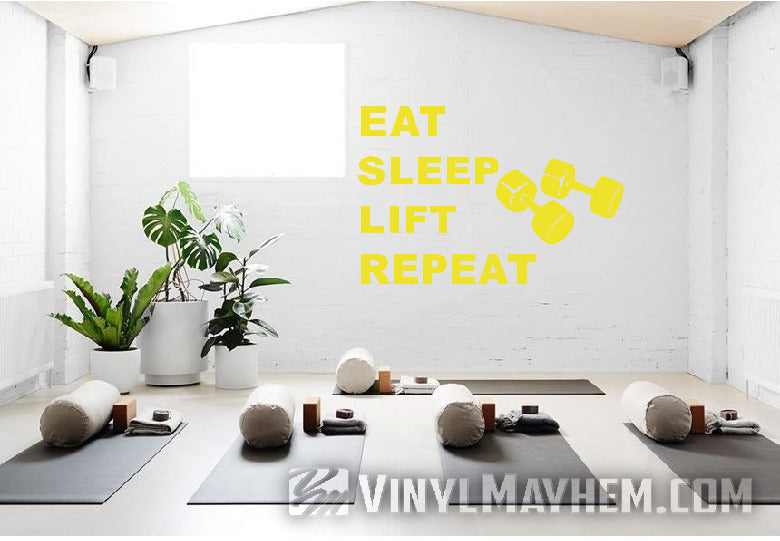 Eat Sleep Lift Repeat gym weights vinyl sticker