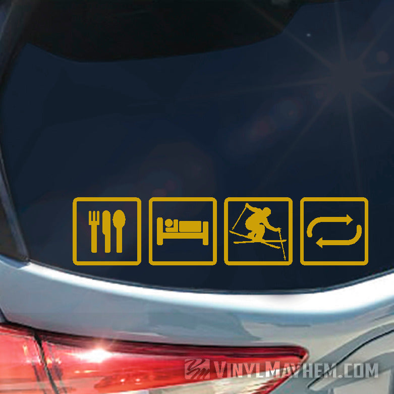 Eat Sleep Ski Repeat Vinyl Sticker