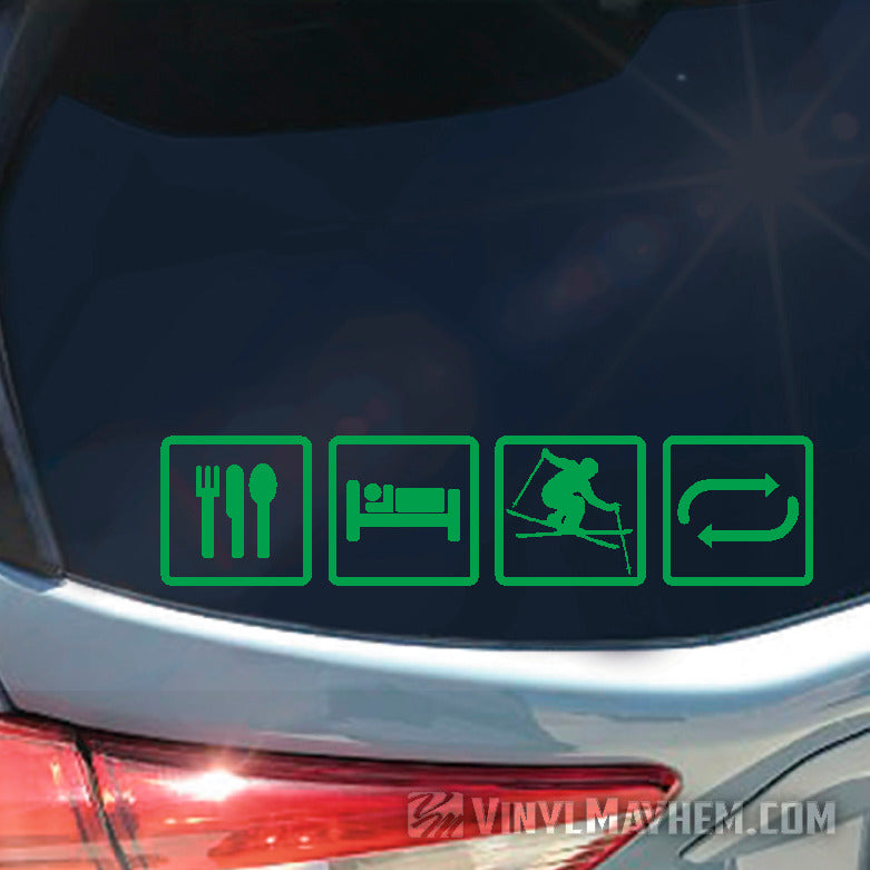 Eat Sleep Ski Repeat Vinyl Sticker