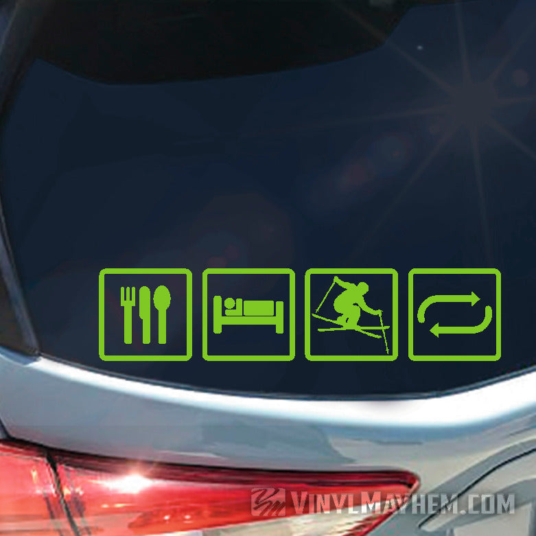 Eat Sleep Ski Repeat Vinyl Sticker