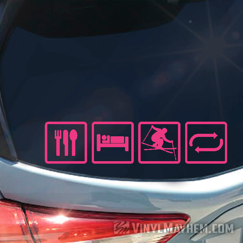 Eat Sleep Ski Repeat Vinyl Sticker