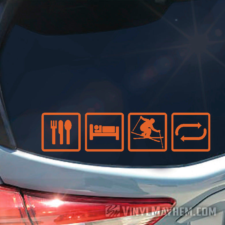 Eat Sleep Ski Repeat Vinyl Sticker