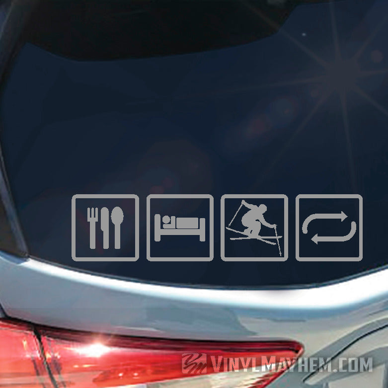 Eat Sleep Ski Repeat Vinyl Sticker