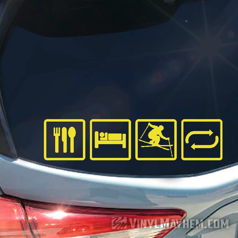 Eat Sleep Ski Repeat Vinyl Sticker