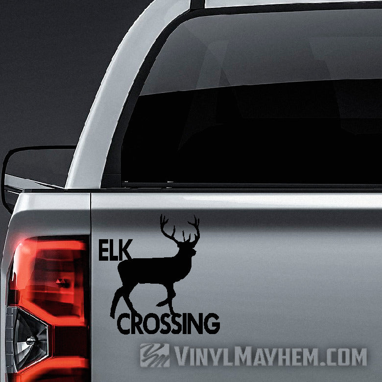 Elk Crossing vinyl sticker