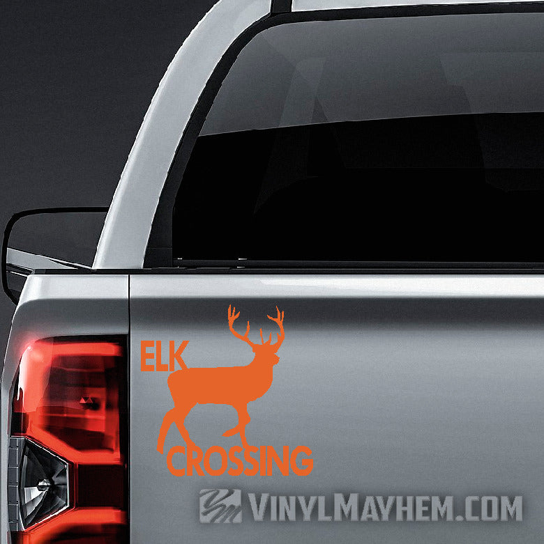 Elk Crossing vinyl sticker