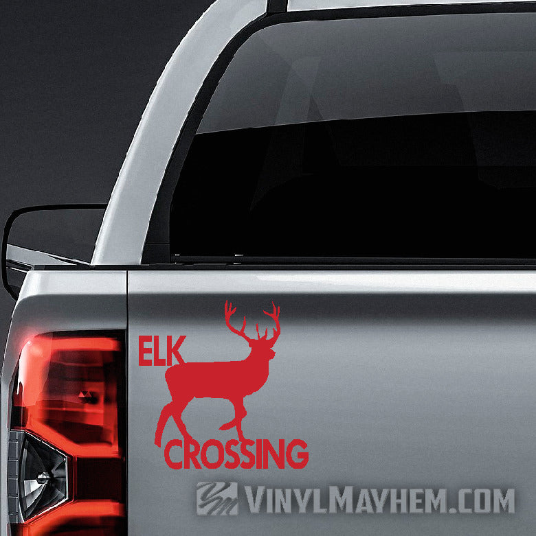 Elk Crossing vinyl sticker