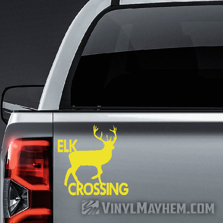 Elk Crossing vinyl sticker