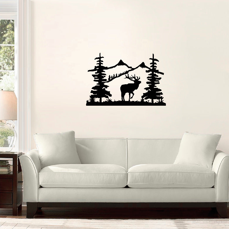 Mountain Scene with Elk vinyl sticker