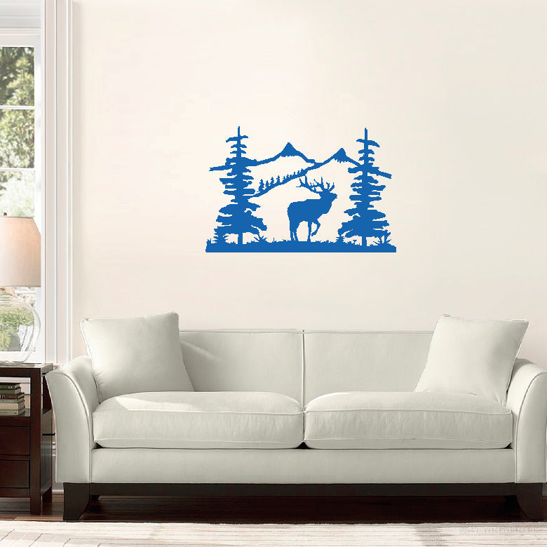 Mountain Scene with Elk vinyl sticker