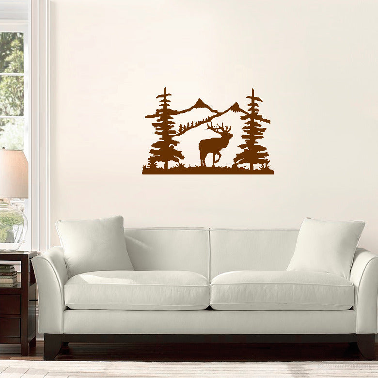 Mountain Scene with Elk vinyl sticker