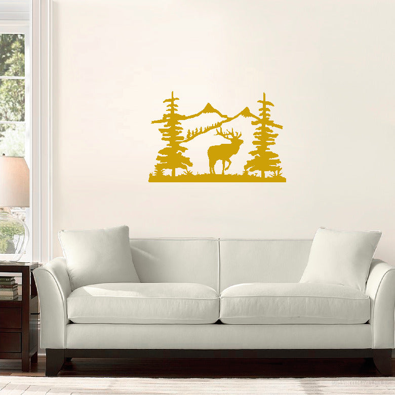 Mountain Scene with Elk vinyl sticker