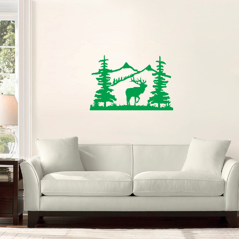 Mountain Scene with Elk vinyl sticker