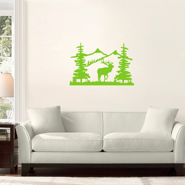 Mountain Scene with Elk vinyl sticker