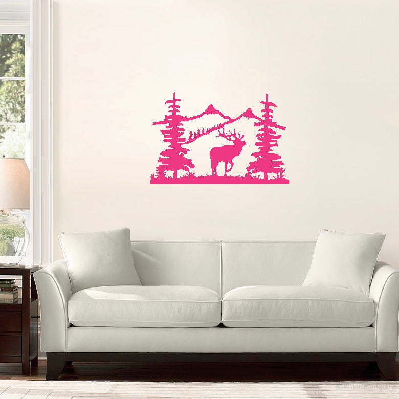 Mountain Scene with Elk vinyl sticker