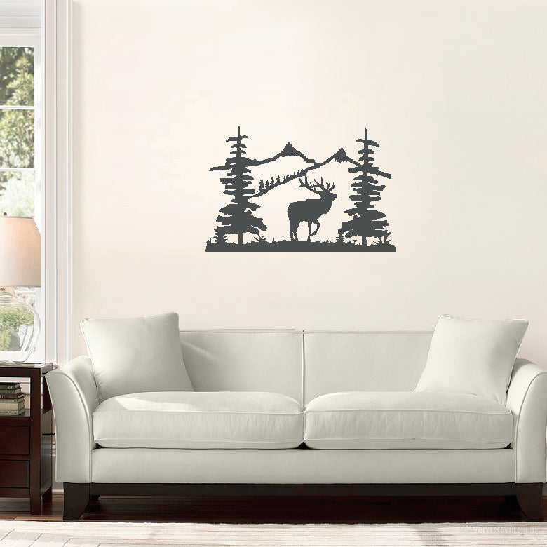 Mountain Scene with Elk vinyl sticker