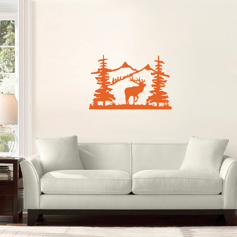Mountain Scene with Elk vinyl sticker