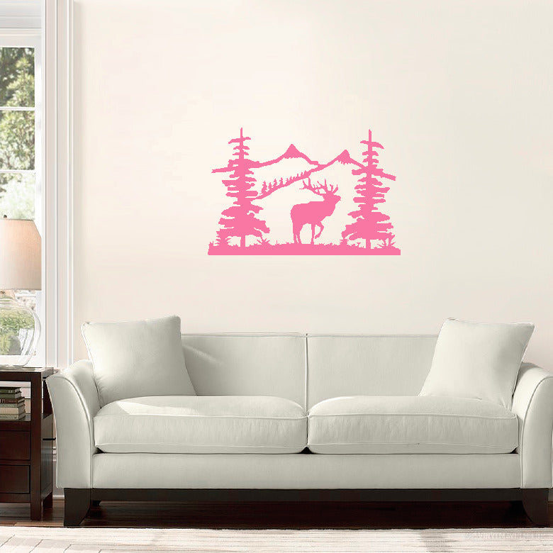 Mountain Scene with Elk vinyl sticker