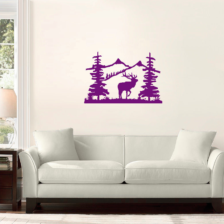 Mountain Scene with Elk vinyl sticker