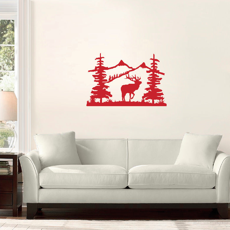 Mountain Scene with Elk vinyl sticker
