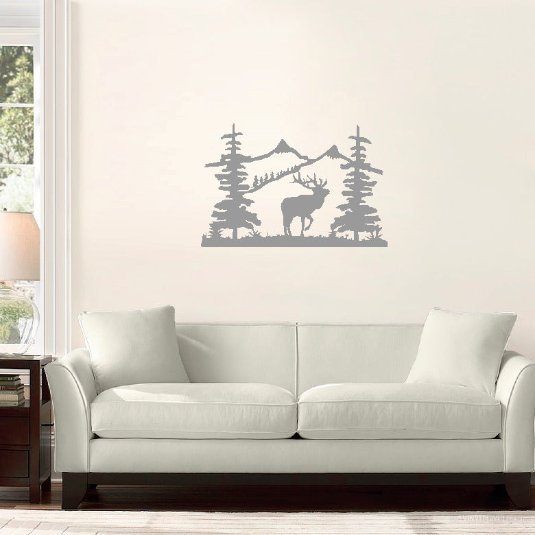 Mountain Scene with Elk vinyl sticker