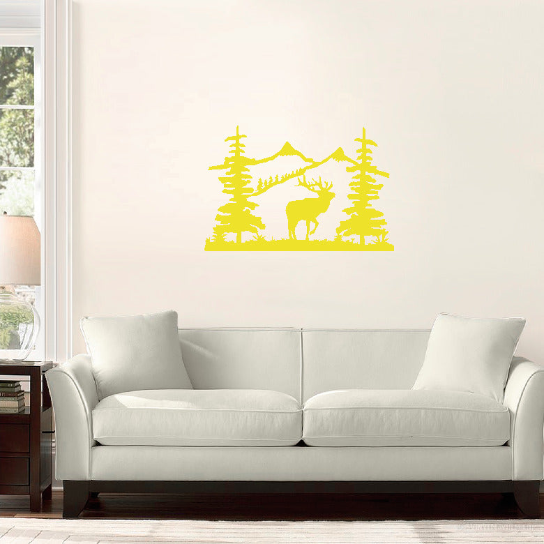 Mountain Scene with Elk vinyl sticker