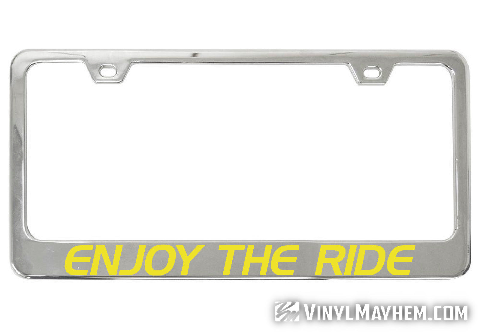 Enjoy The Ride chrome license plate frame