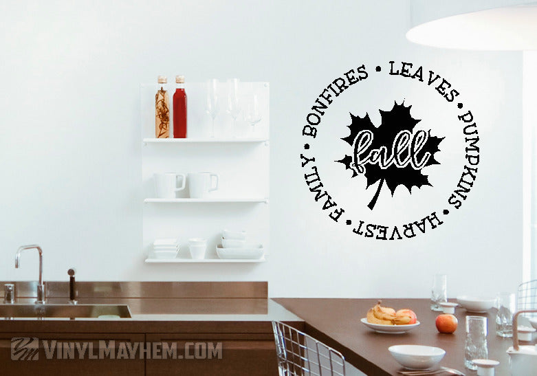 Fall distressed leaf Pumpkins Harvest Family vinyl sticker