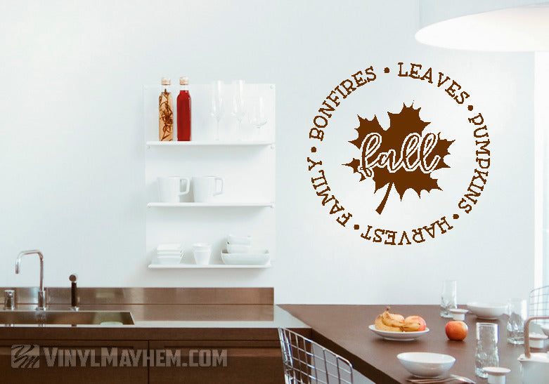 Fall distressed leaf Pumpkins Harvest Family vinyl sticker