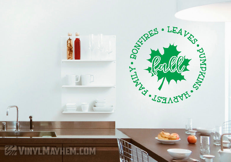 Fall distressed leaf Pumpkins Harvest Family vinyl sticker