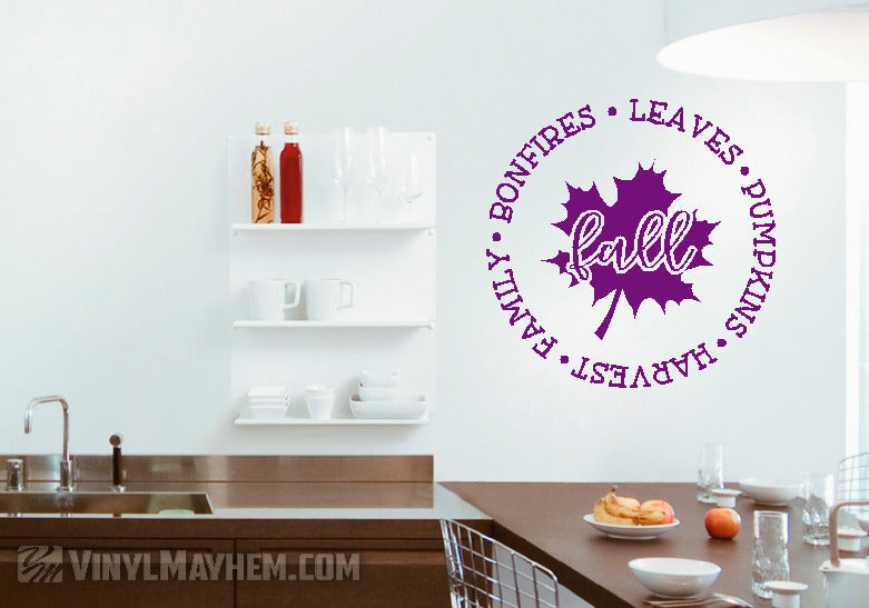 Fall distressed leaf Pumpkins Harvest Family vinyl sticker