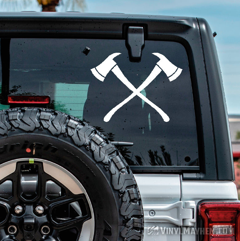 Axes crossed vinyl sticker