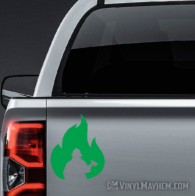 Firefighter Silhouette in Flame vinyl sticker